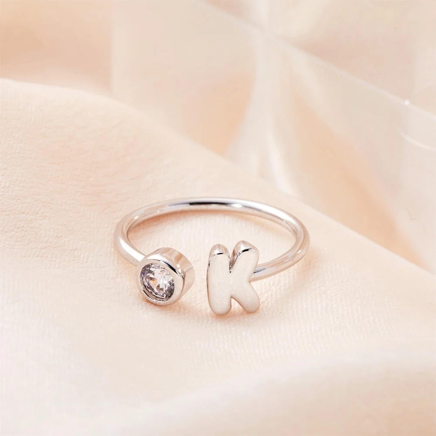 Personalized 3D Bubble Letter Birthstone Ring