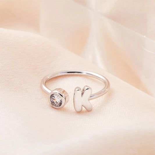 Personalized 3D Bubble Letter Birthstone Ring