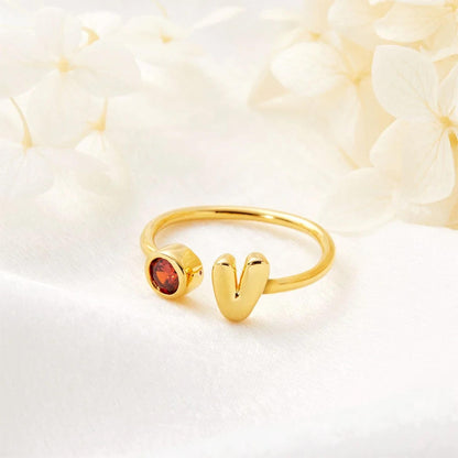 Personalized 3D Bubble Letter Birthstone Ring
