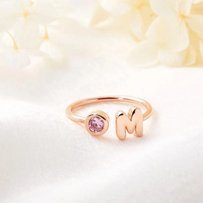 Personalized 3D Bubble Letter Birthstone Ring
