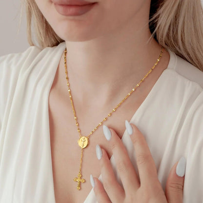 Custom Photo Locket Cross Pendant Rosary Necklace