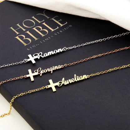 Custom Cross Name Bracelet