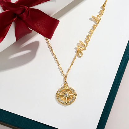 Personalized Sideways Name Compass Necklace