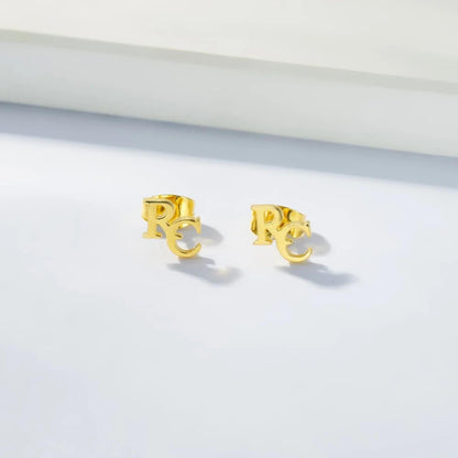 Tiny Two Letters Stud Earrings