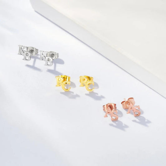 Tiny Two Letters Stud Earrings