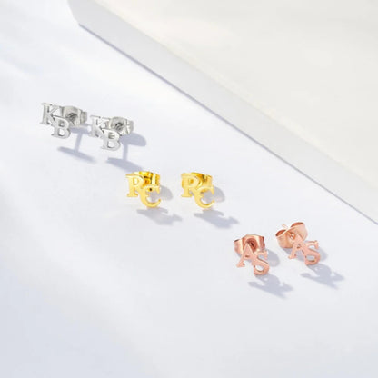 Tiny Two Letters Stud Earrings