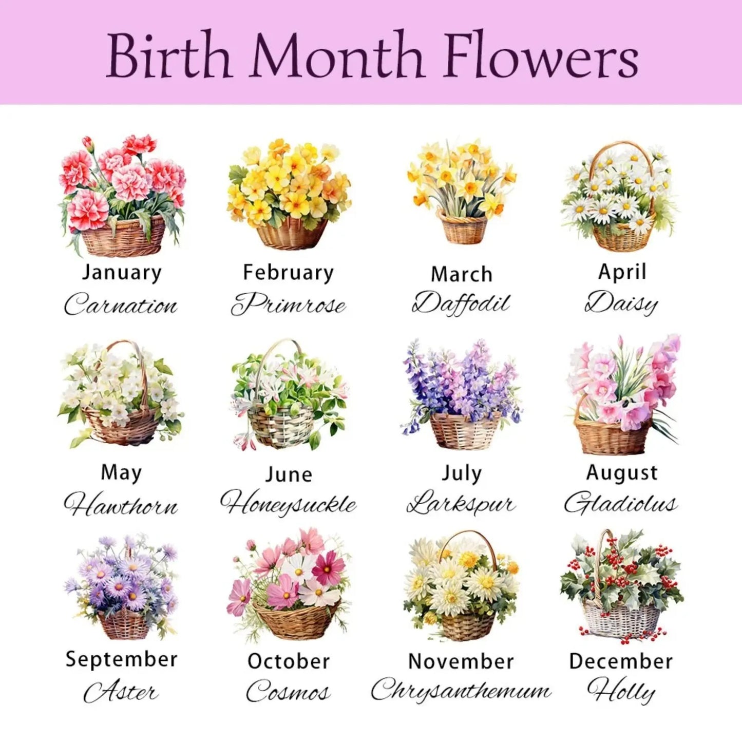 Personalized Birth Flower Jute Tote Bag