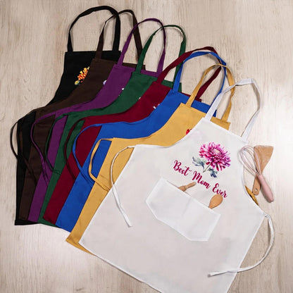 Custom Birth Flower Apron for Women with Front Pocket