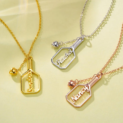 Personalized Pickleball Paddle Necklace & 3D Heart Ball