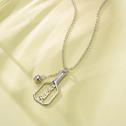 Personalized Pickleball Paddle Necklace & 3D Heart Ball
