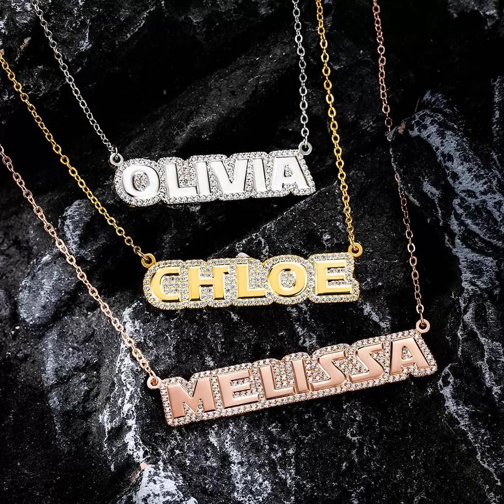 Personalized Name Necklace with Zirconia Detailing