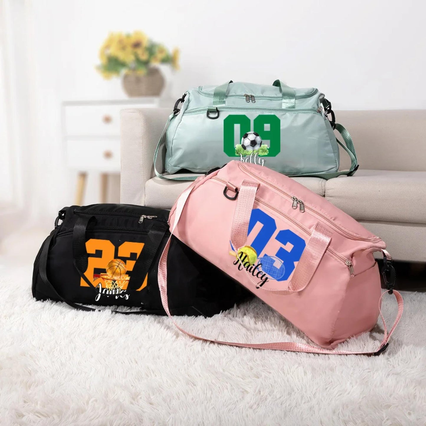 Custom Name & Number Sports Gym Bag