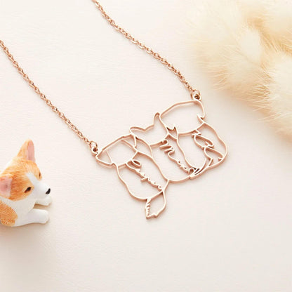 Personalized Cat or Dog Line Drawing Name Necklace
