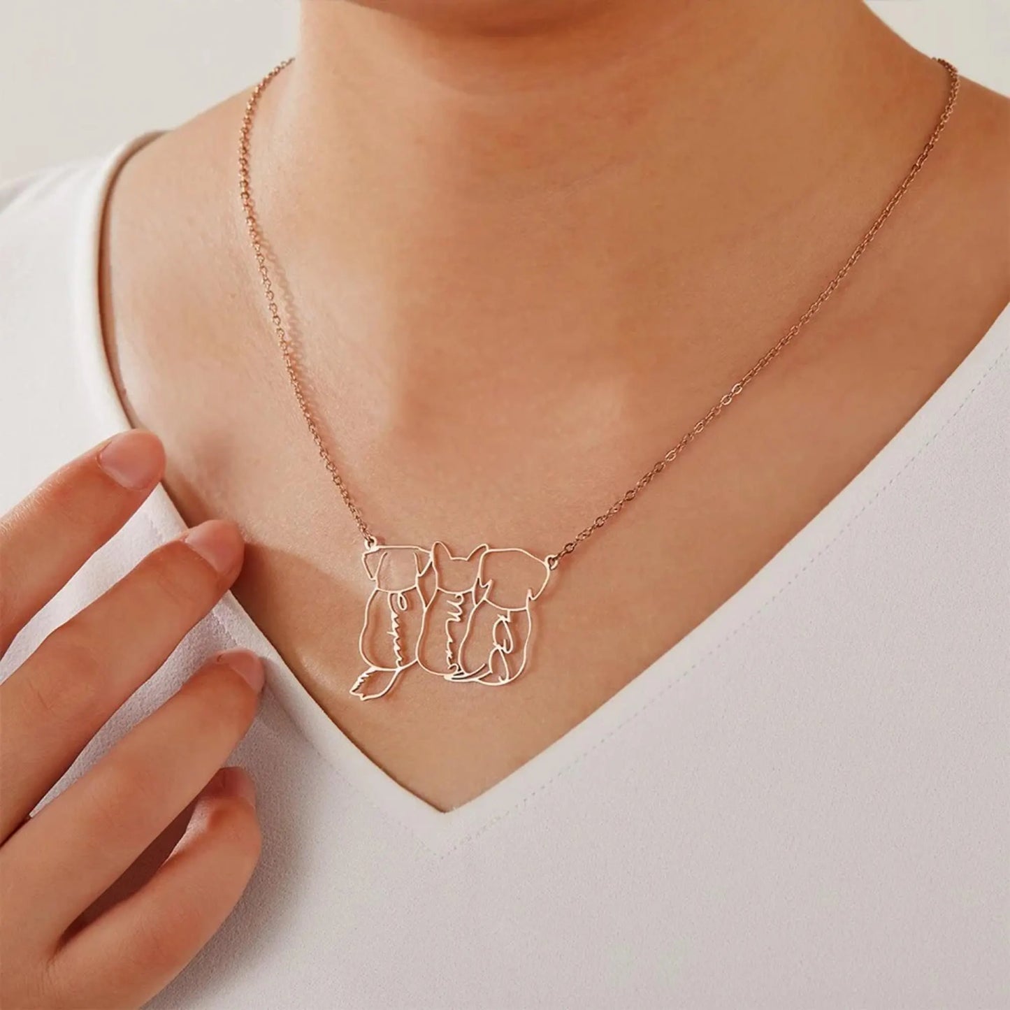 Personalized Cat or Dog Line Drawing Name Necklace