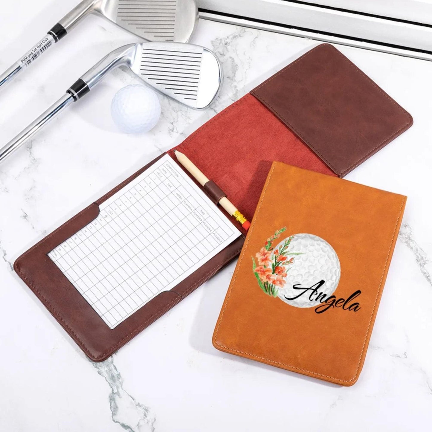 Personalized Birth Flower Golf Scorecard Holder