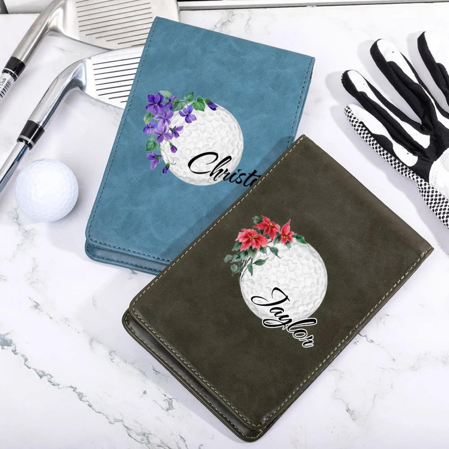 Personalized Birth Flower Golf Scorecard Holder