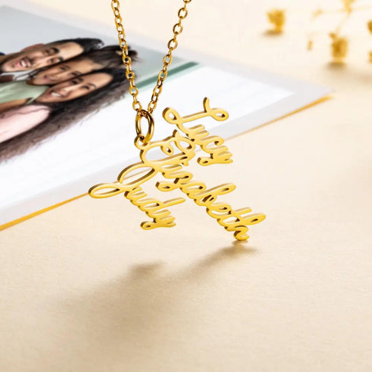 Personalized Family Names Necklace with Custom Name Charms