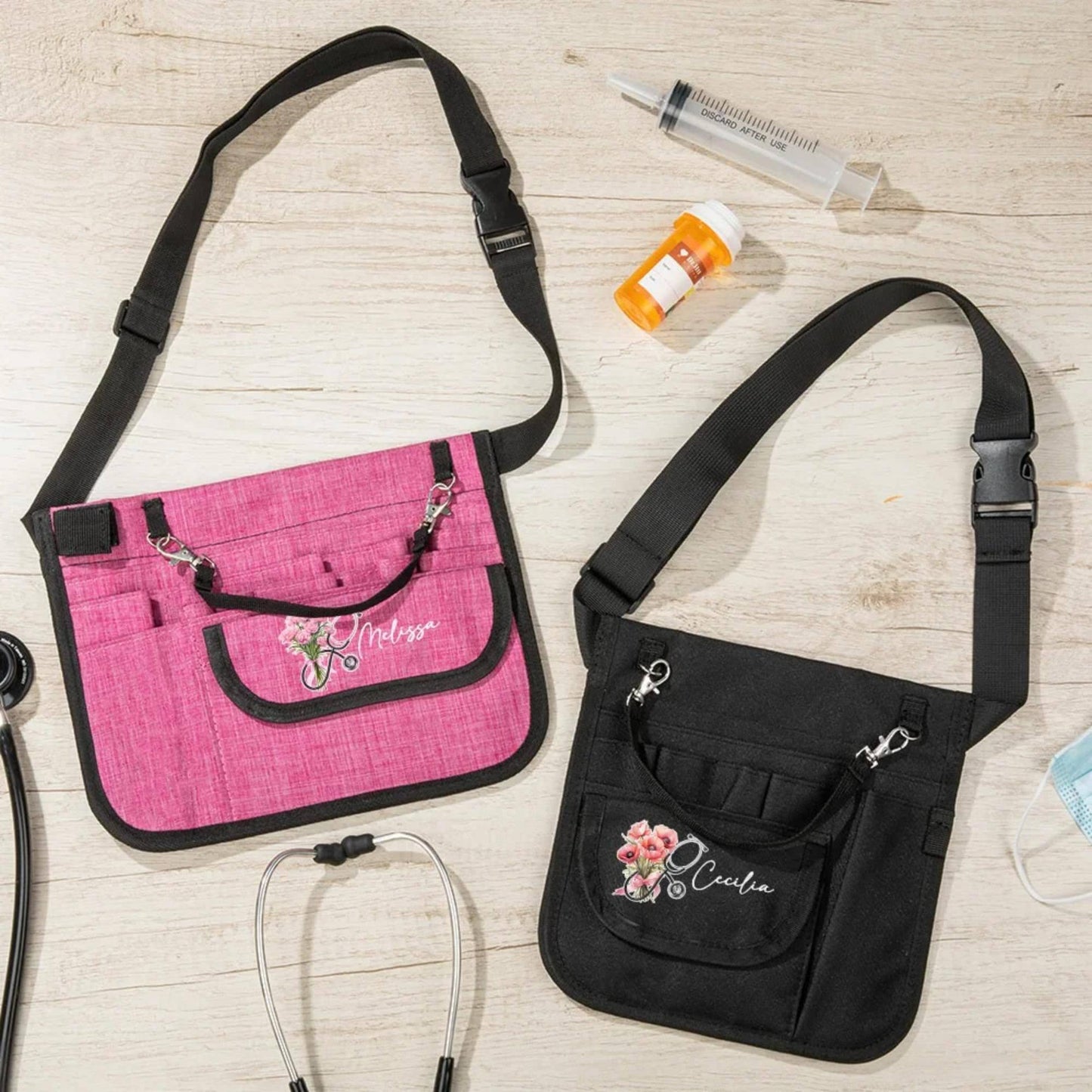Name and Birth Flower Nurse Fanny Pack
