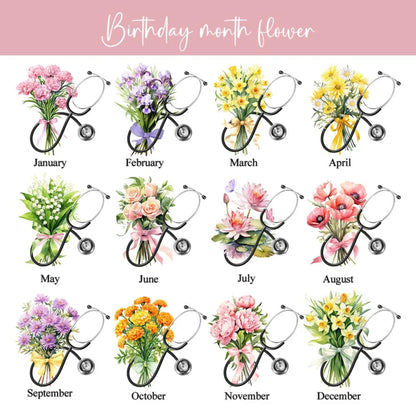 Name and Birth Flower Nurse Fanny Pack