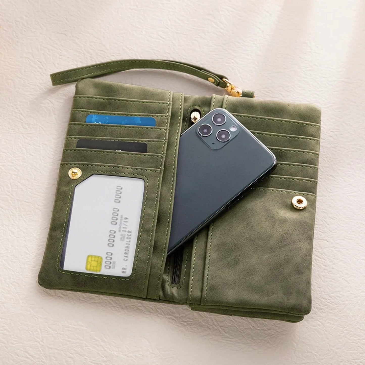 Birth Flower Leather Wallet with Custom Name