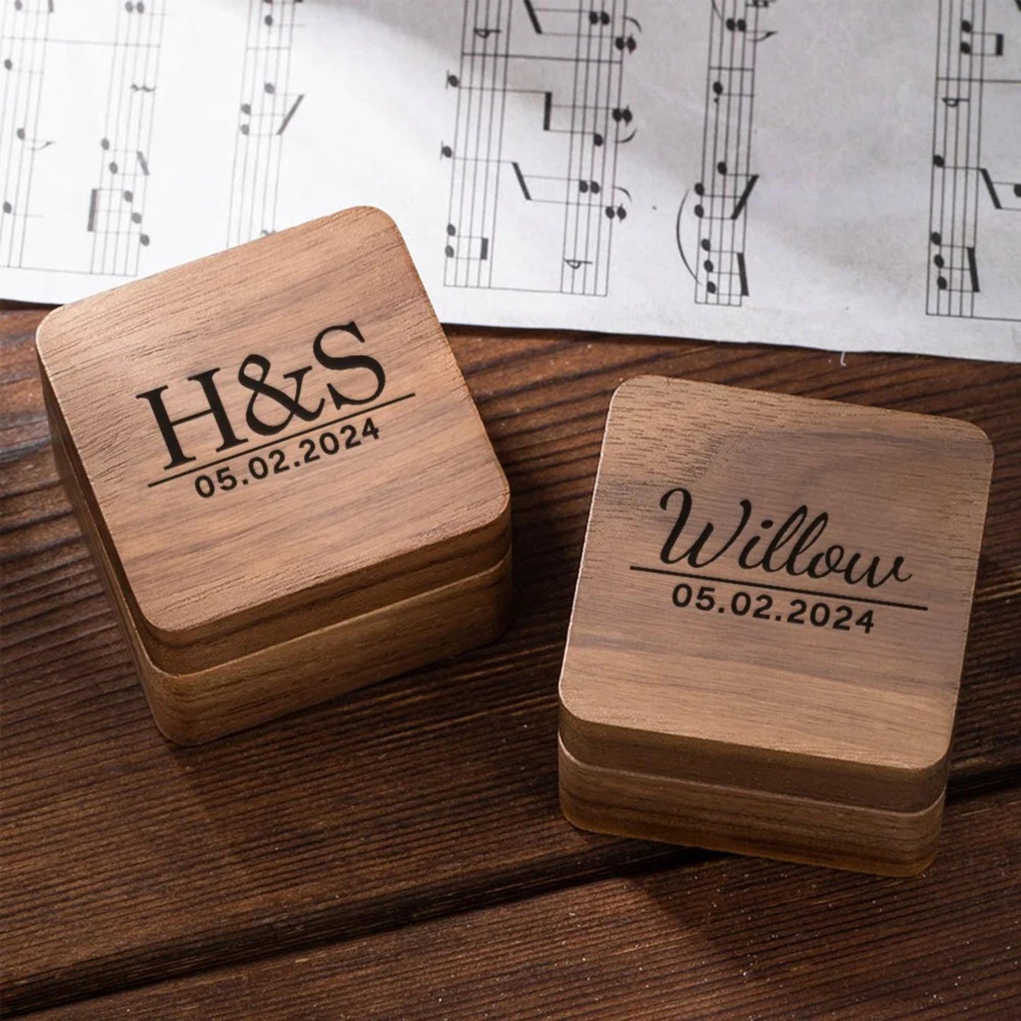 Personalized Wooden Guitar Picks Box with Custom Name