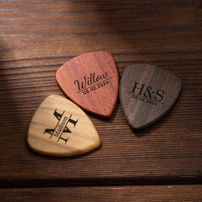 Personalized Wooden Guitar Picks Box with Custom Name