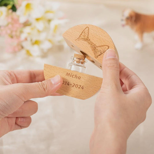 Personalized Pet Ear & Portrait Memorial Box for Ashes