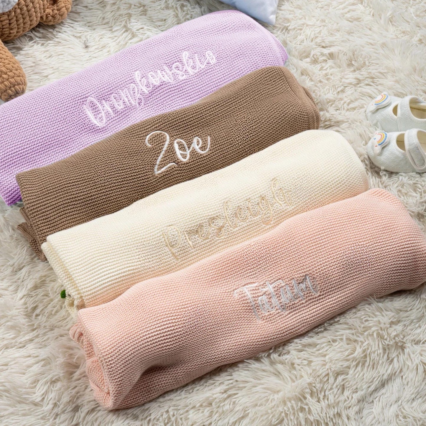 Personalized Baby Blanket Embroidered with Name