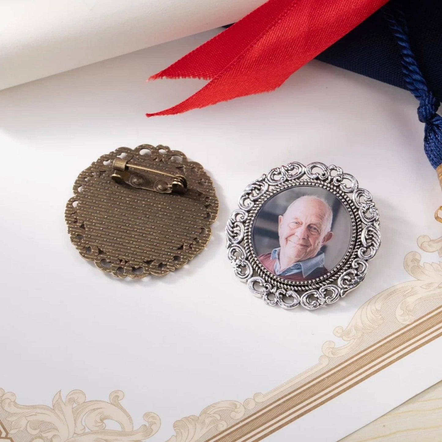 Personalized Memorial Photo Pin for Graduation Caps