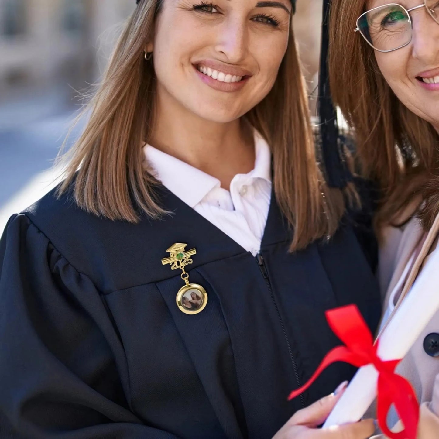 Personalized Graduation Lapel Pin with Photo & Birthstone