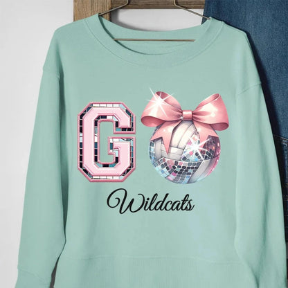 Personalized Coquette Bow Disco Ball Sports Sweatshirt