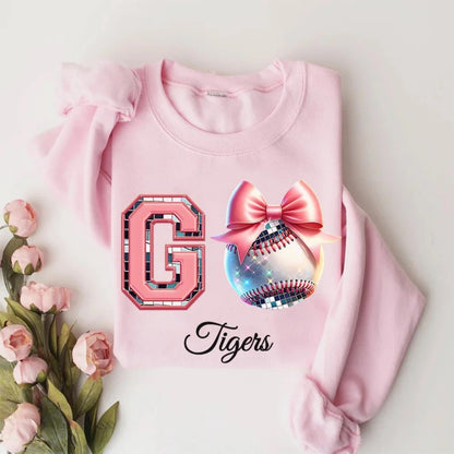 Personalized Coquette Bow Disco Ball Sports Sweatshirt