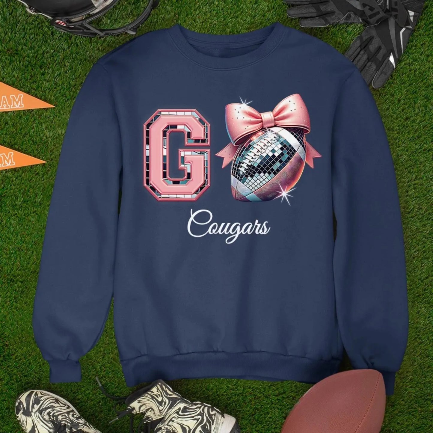 Personalized Coquette Bow Disco Ball Sports Sweatshirt