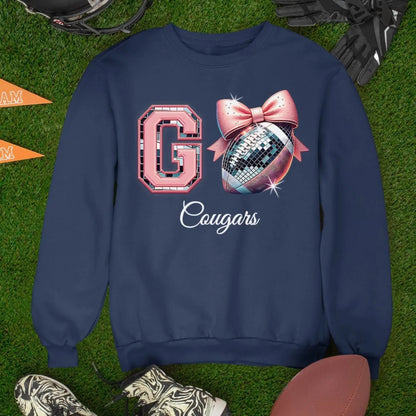 Personalized Coquette Bow Disco Ball Sports Sweatshirt