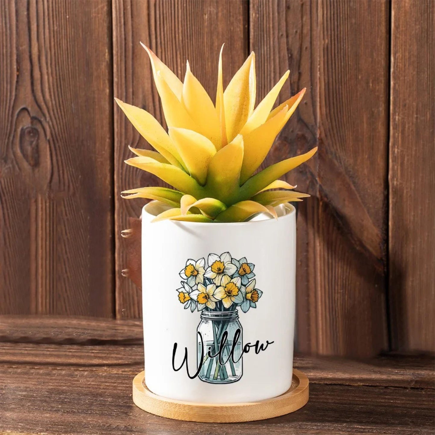 Personalized Birth Flower Pot with Name