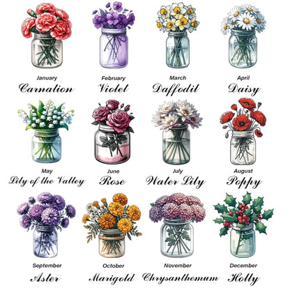 Personalized Birth Flower Pot with Name