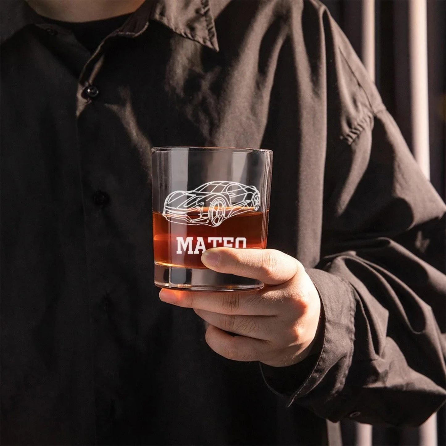 Personalized Car Photo Engraved Whiskey Glass