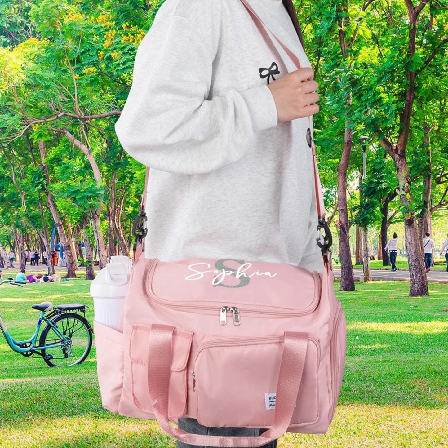 Personalized Weekender Duffle Bag with Glitter Initial