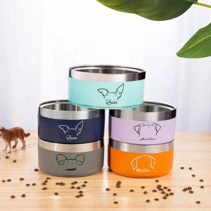 Personalized Dog Bowl with Ear Design & Name