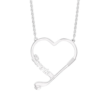 Personalized Hockey Heart Necklace with Custom Name
