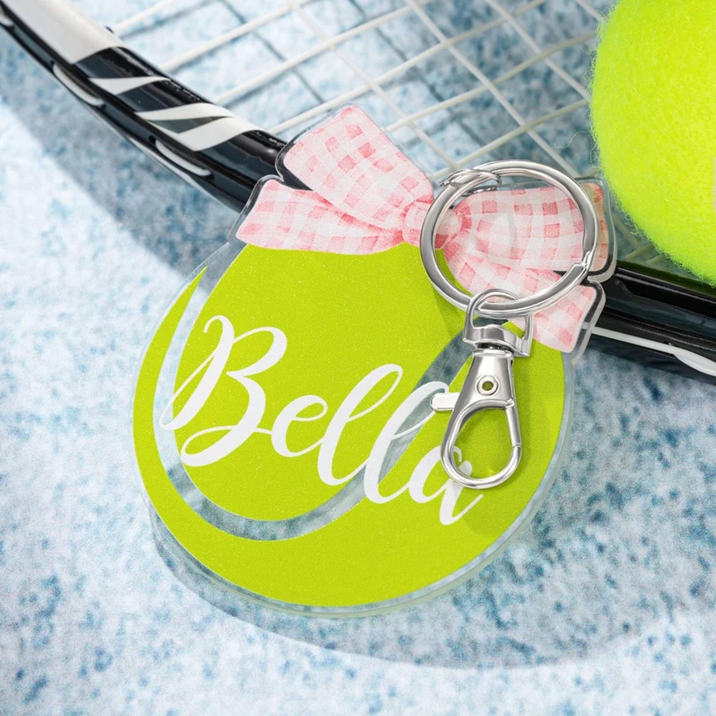 Personalized Tennis Bag Tag with Coquette Bow