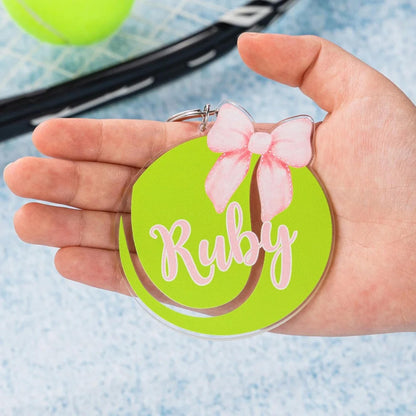 Personalized Tennis Bag Tag with Coquette Bow