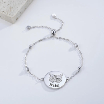 Personalized Pet Portrait Engraved Bracelet
