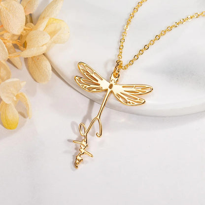Custom Name Dragonfly Necklace