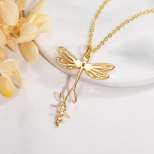 Custom Name Dragonfly Necklace