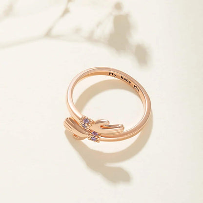 Personalized Birthstone Hug Ring with Inner Engraving