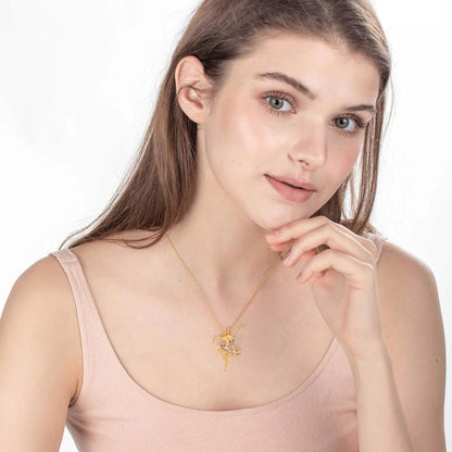 Personalized Ballerina Necklace with Sideways Name and Birthstone