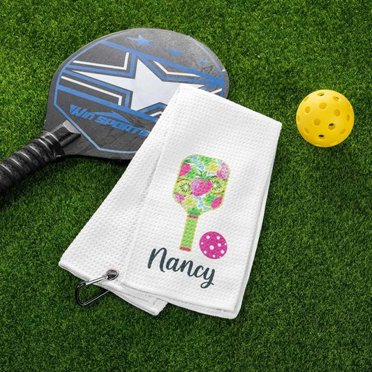 Personalized Pickleball Towel with Floral Fruit Design