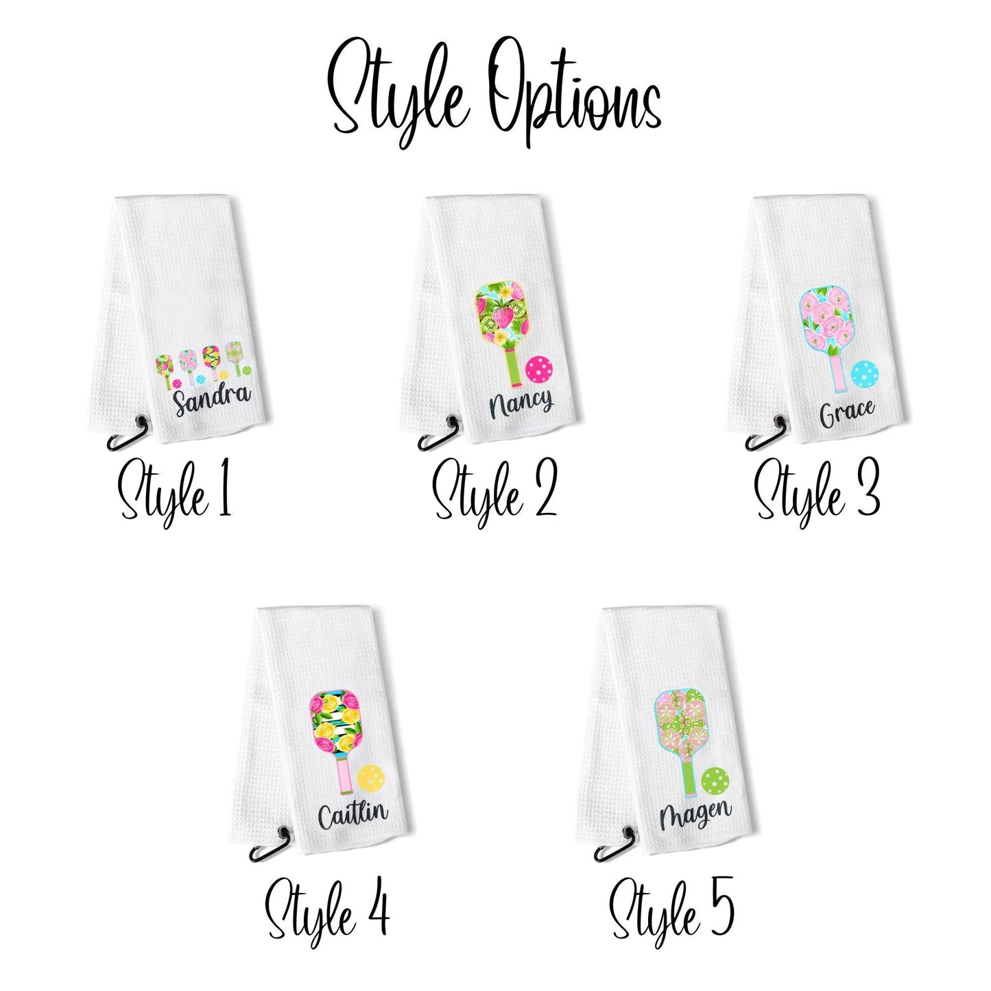 Personalized Pickleball Towel with Floral Fruit Design