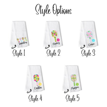 Personalized Pickleball Towel with Floral Fruit Design